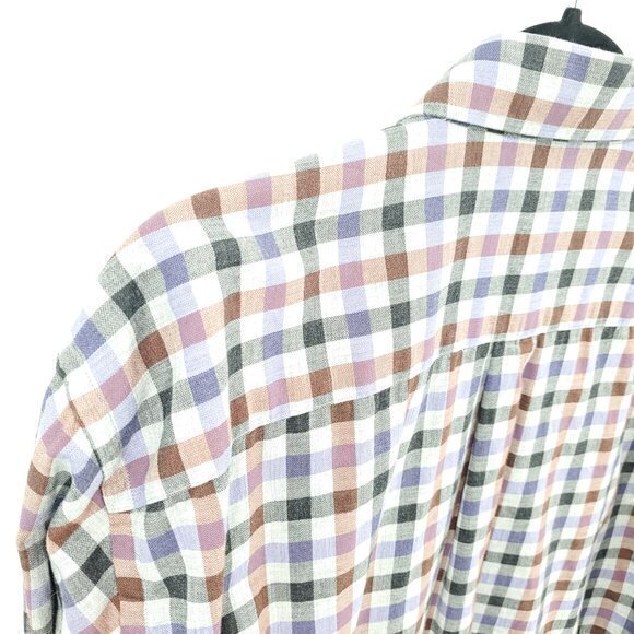 Peter Millar 100% Cotton Check Plaid Button Down Shirt L Gray/Red - Picture 7 of 16